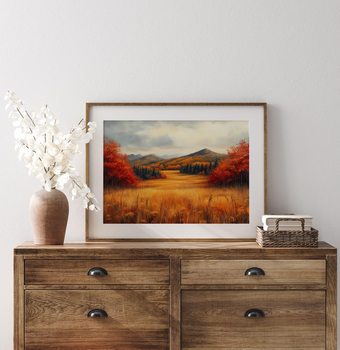Golden Valley Meadow Framed by Autumn Forest and Mountains Poster - Image 3