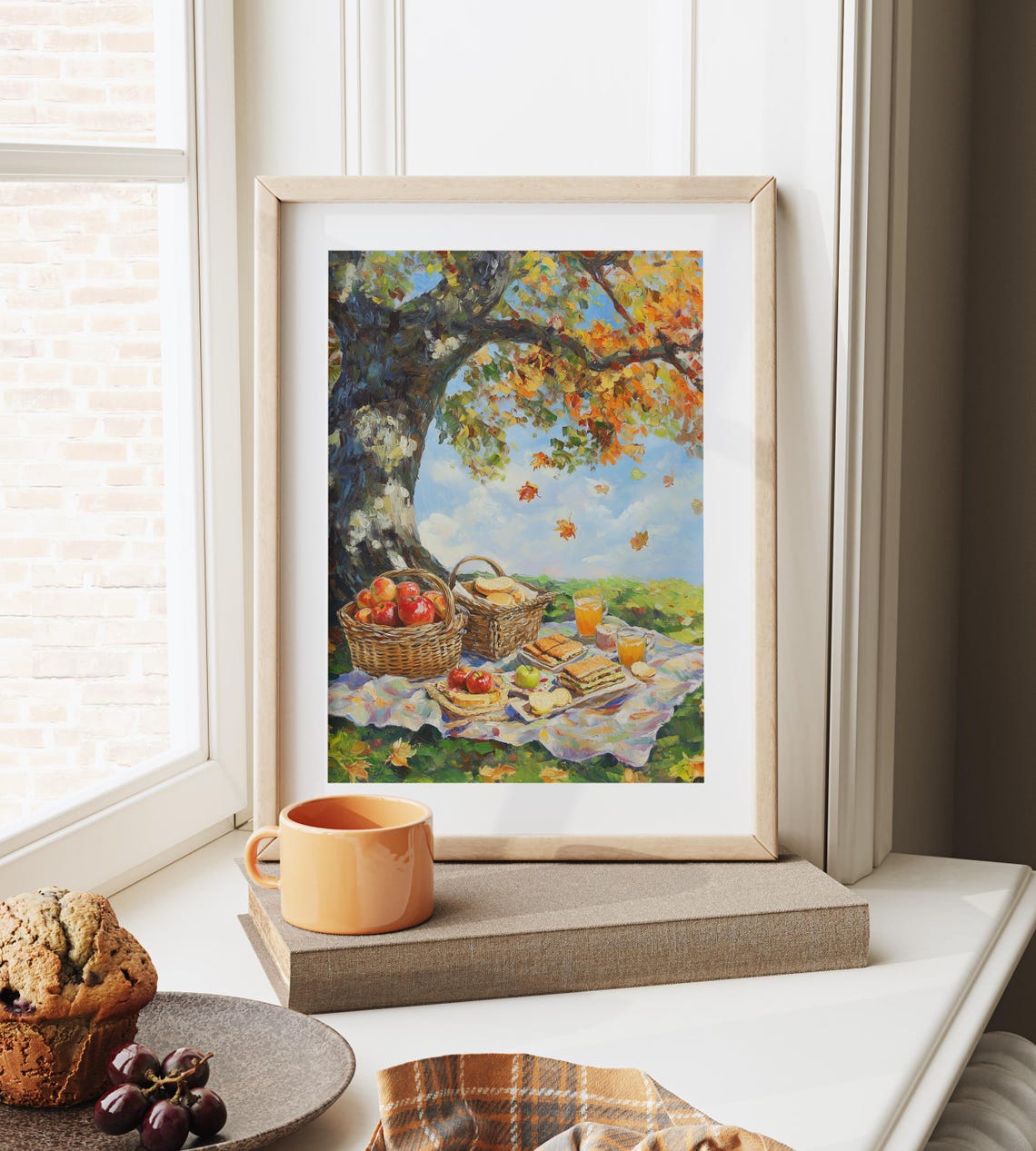 Autumn Picnic Under Maple Tree With Baskets And Apples Poster - Image 6
