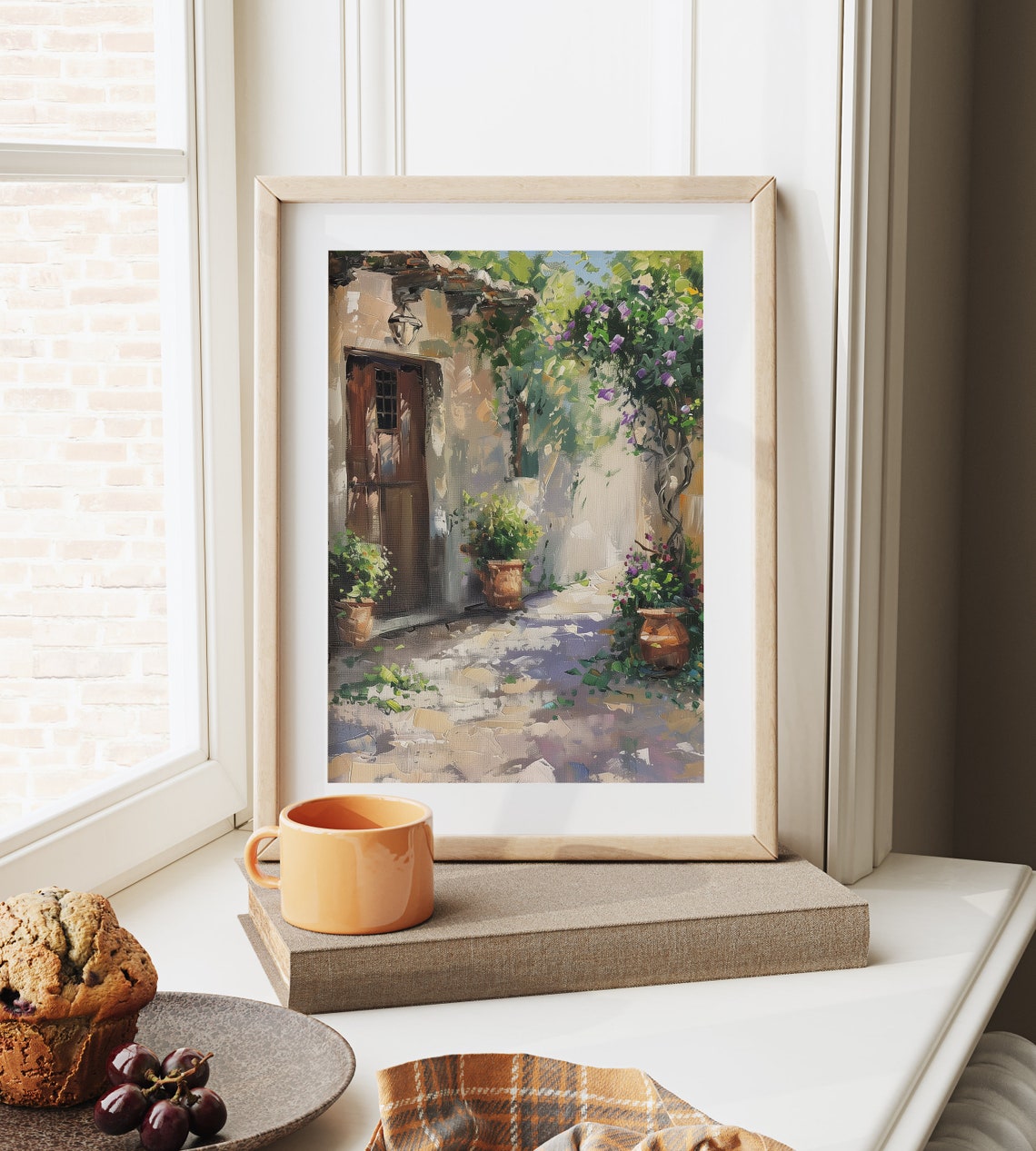 Mediterranean Courtyard Wooden Door Bougainvillea Terracotta Poster - Image 6