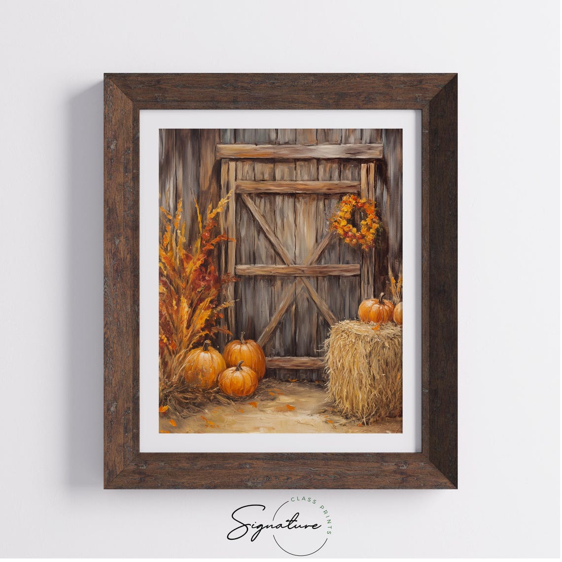 Rustic Barn Door With Pumpkins Hay Bales And Wreath Fall Poster - Image 4