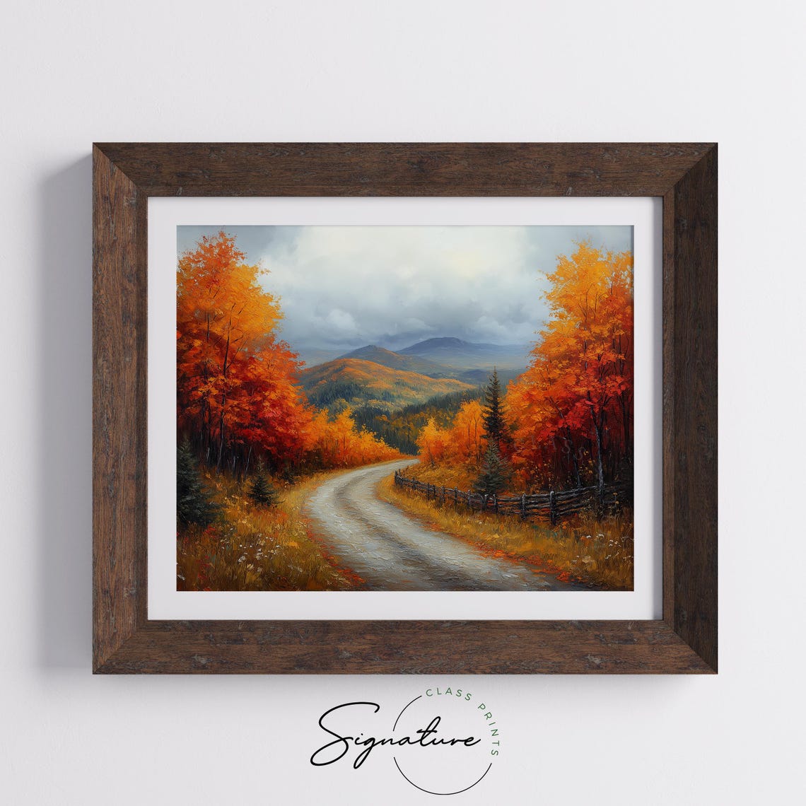 Winding Country Road Through Fiery Autumn Hills Scenic Roadway Poster - Image 5