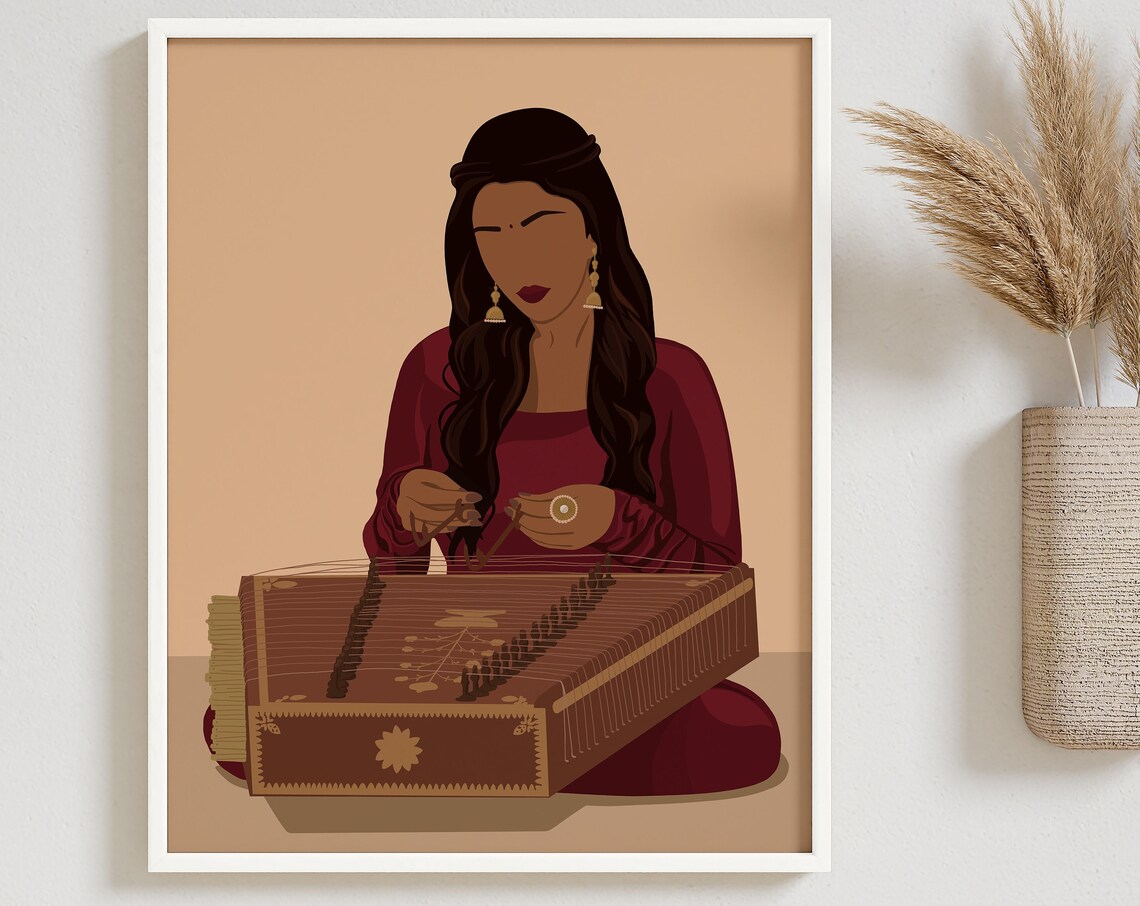 South Asian Woman Playing Santoor Art Print