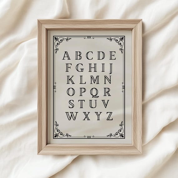 Vintage Abc Poster Art Nursery Letter Art Kids Room Decor Playroom Art Work Learning Wall Art Classic Alphabet Artwork Ta56