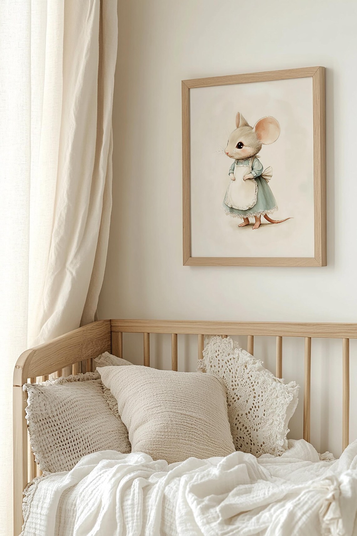 Cute Mouse In Blue Dress Vintage Storybook Nursery Animal Poster - Image 2