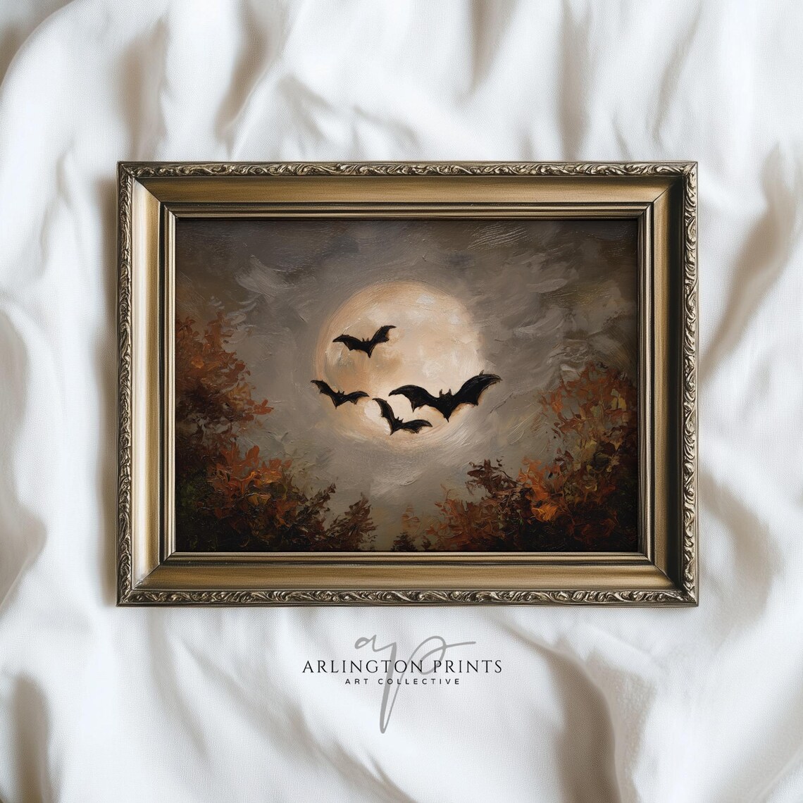 Spooky Halloween Bats Print, Vintage Gothic Decor