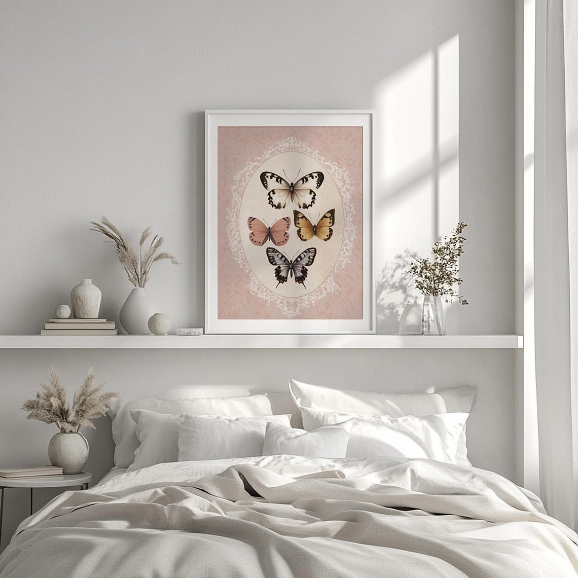 Pink Butterfly Art Print Girl Nursery Decor Butterflies Wall Art Antique Girls Room Decor Vintage Bathroom Wall Art T5914 - Image 2