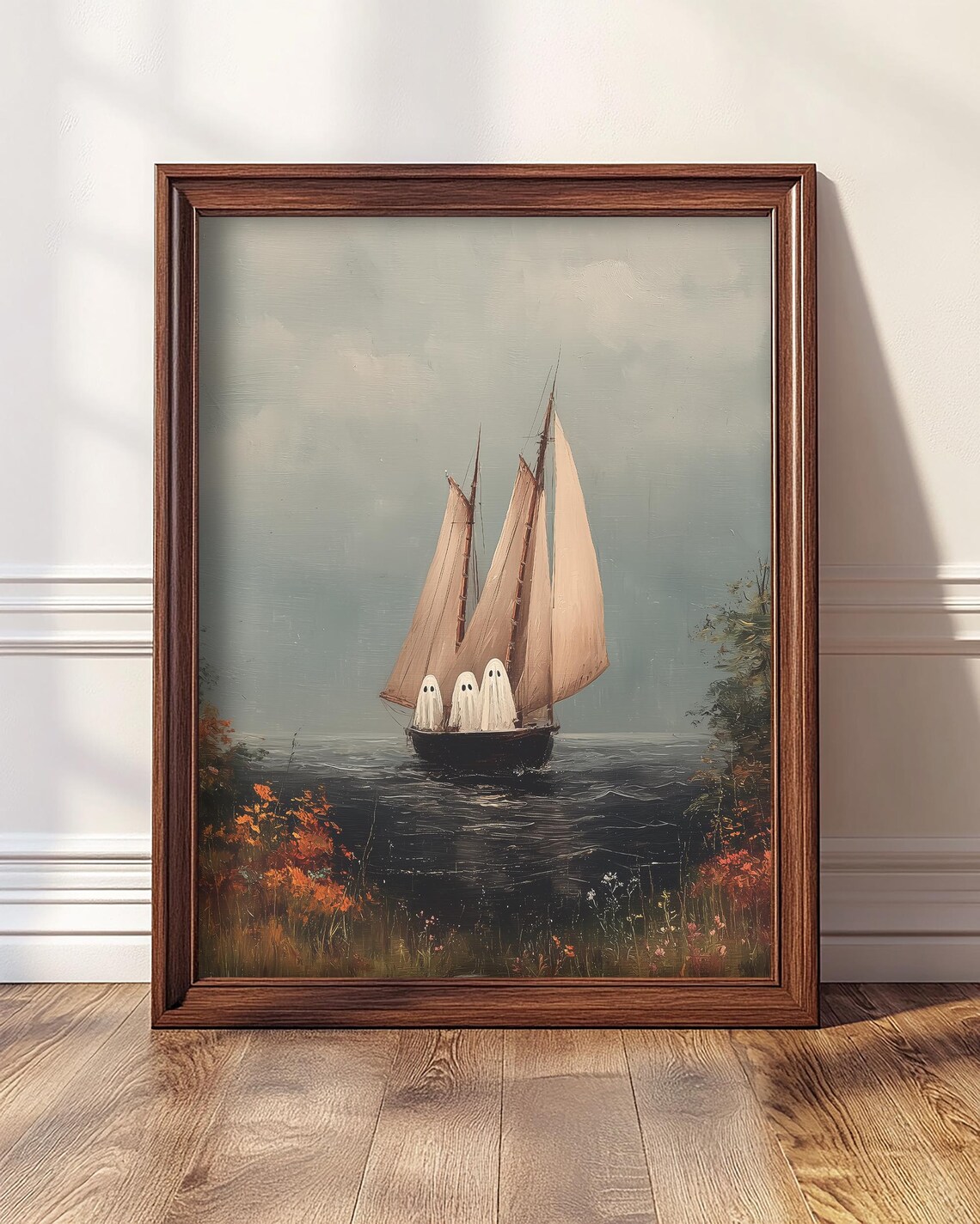 Ghost Ship Halloween Sailing Boat Spooky Vintage Ocean Poster