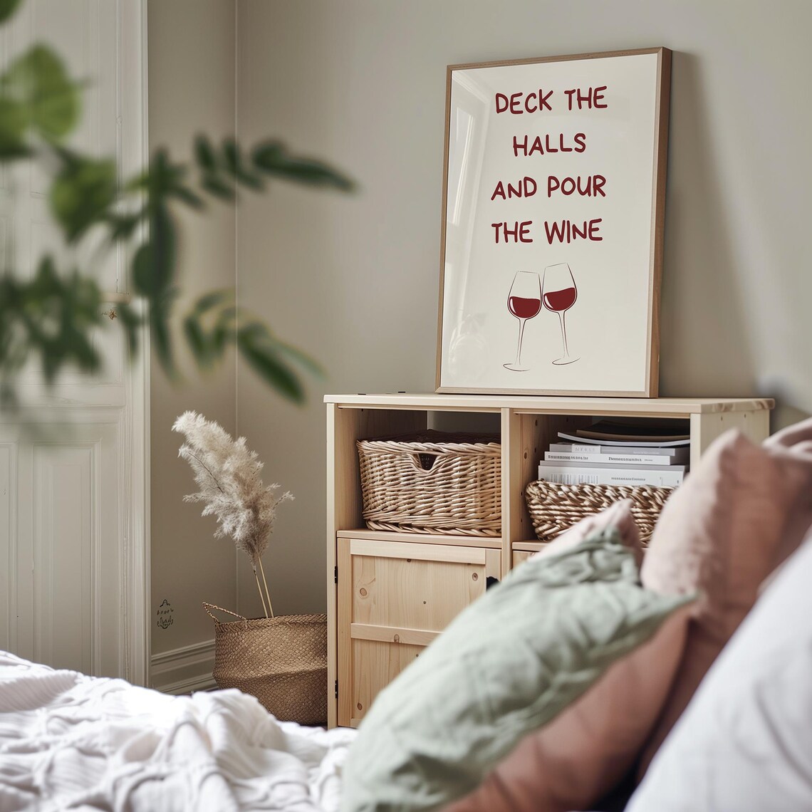 Deck the Halls and Pour the Wine Funny Christmas Bar Cart Poster - Image 3