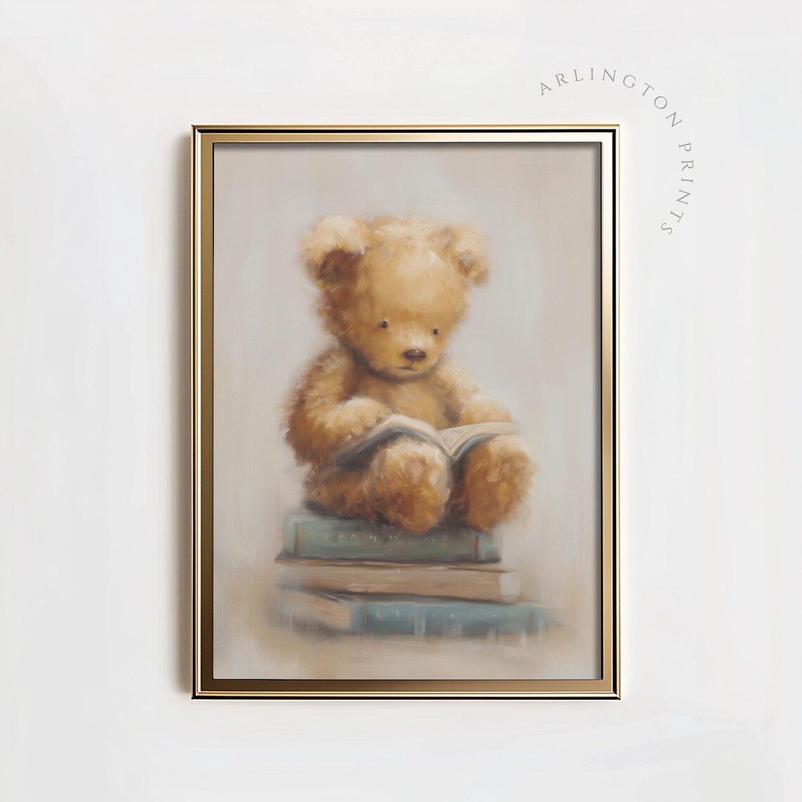 Cute Bear Reading Books, Nursery Wall Art