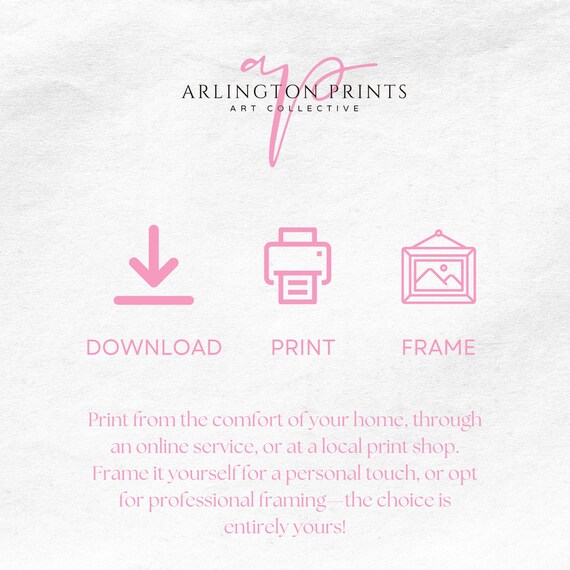 Pink Easy Download Print Frame Art Collecting Steps Card Print
