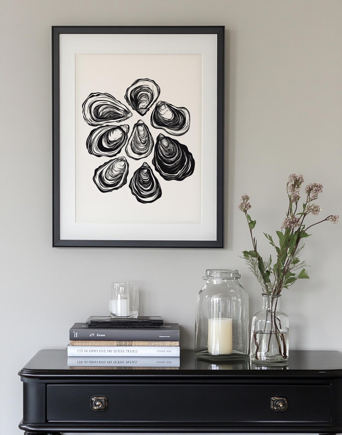Oyster Shells Drawing, Modern Minimalist Kitchen Decor - Image 3