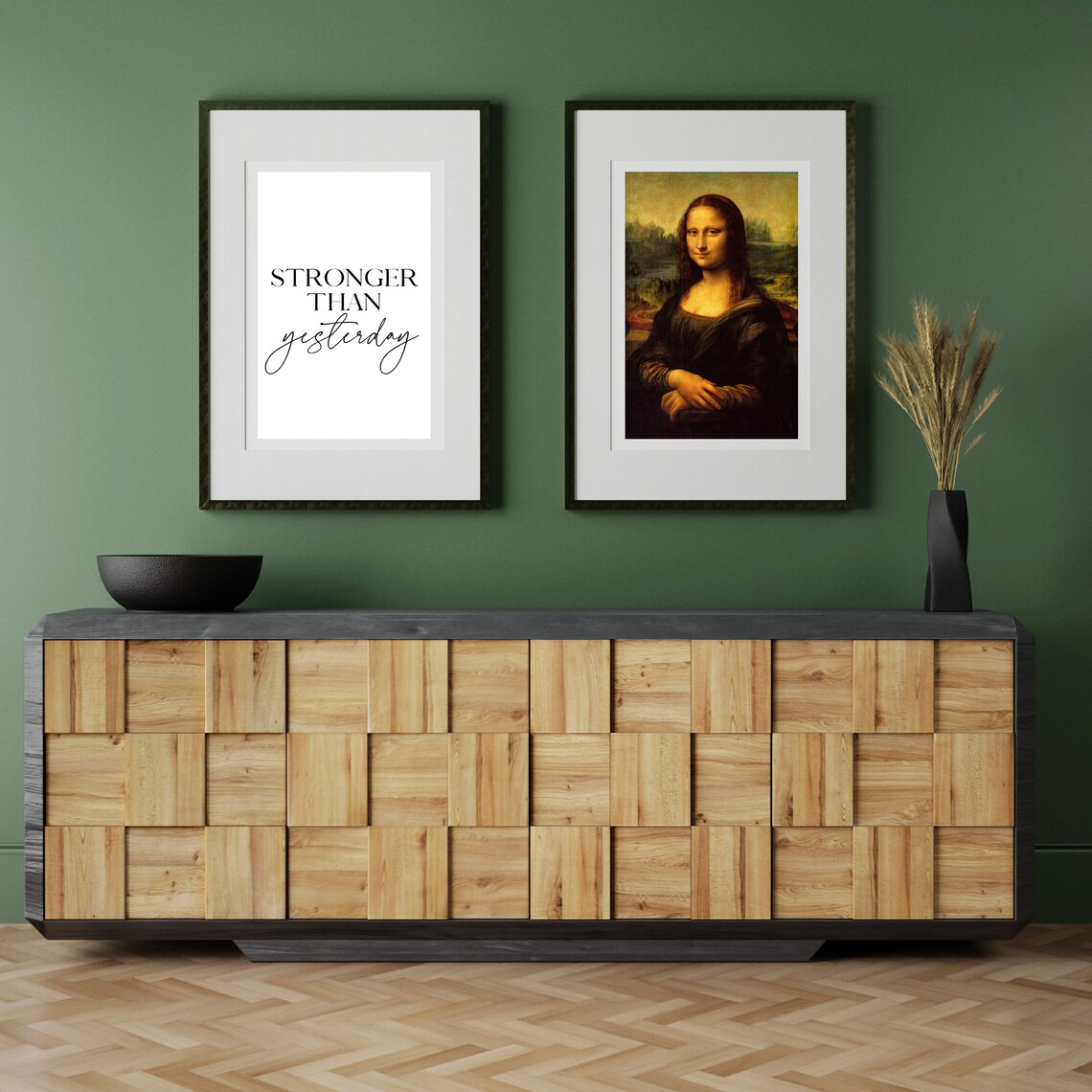 Stronger Than Yesterday Motivational Quote Minimalist Black White Poster - Image 3