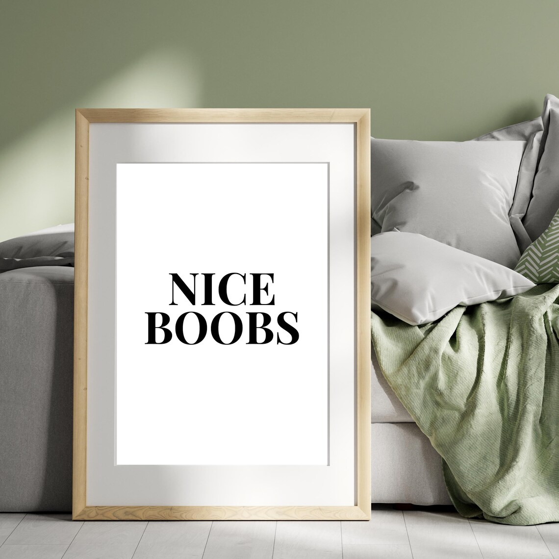 Nice Boobs Cheeky Bold Serif Funny Bathroom Typography Quote Poster