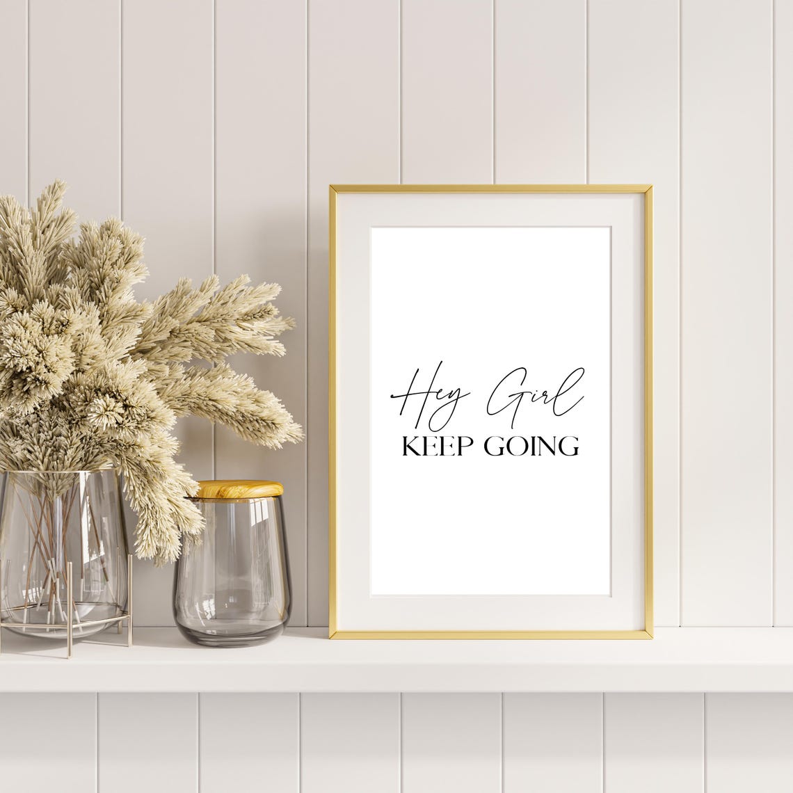 Hey Girl Keep Going Empowering Motivational Script Quote Poster - Image 3