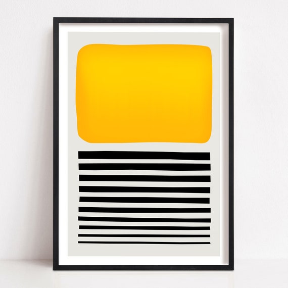 Yellow Abstract Wall Art, Home Office Decor