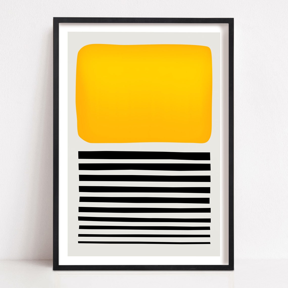 Yellow Abstract Wall Art, Home Office Decor