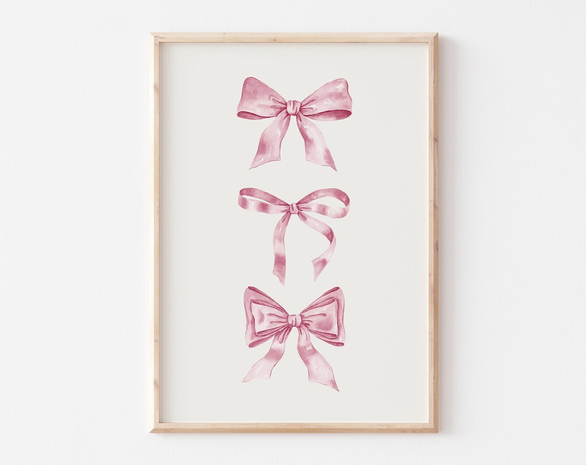 Pretty Pink Watercolor Ribbon Bows Coquette Wall Decor Poster - Image 5