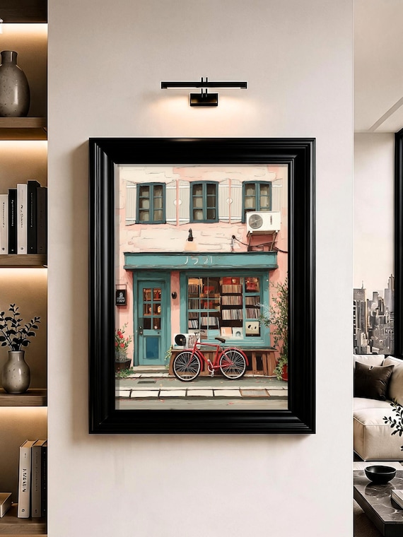 Tokyo Vinyl Record Store Red Bicycle Street Scene Art Poster