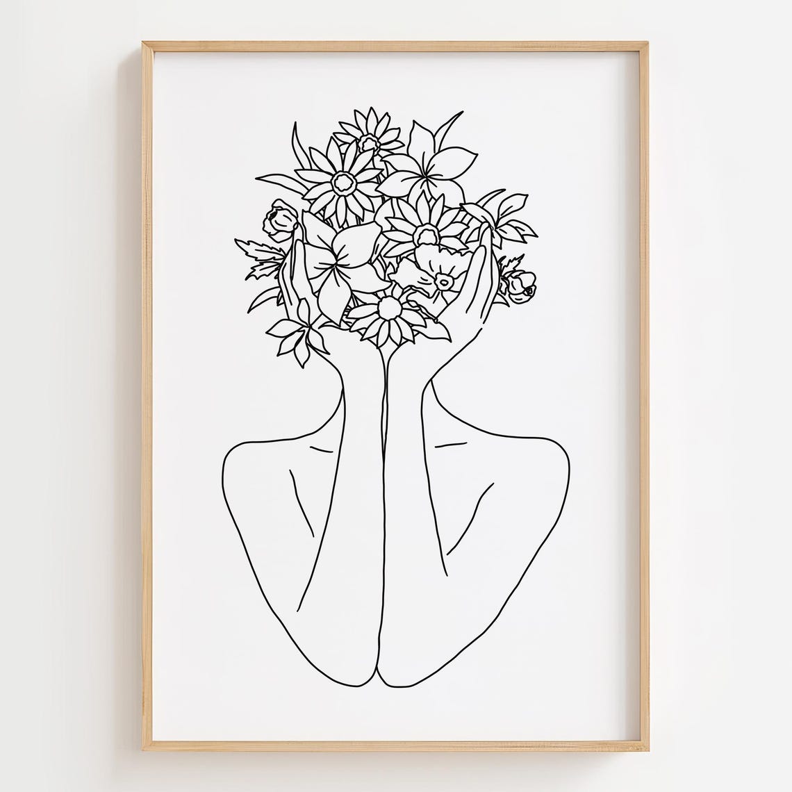 Floral Woman Line Art Print Abstract Minimalist Decor