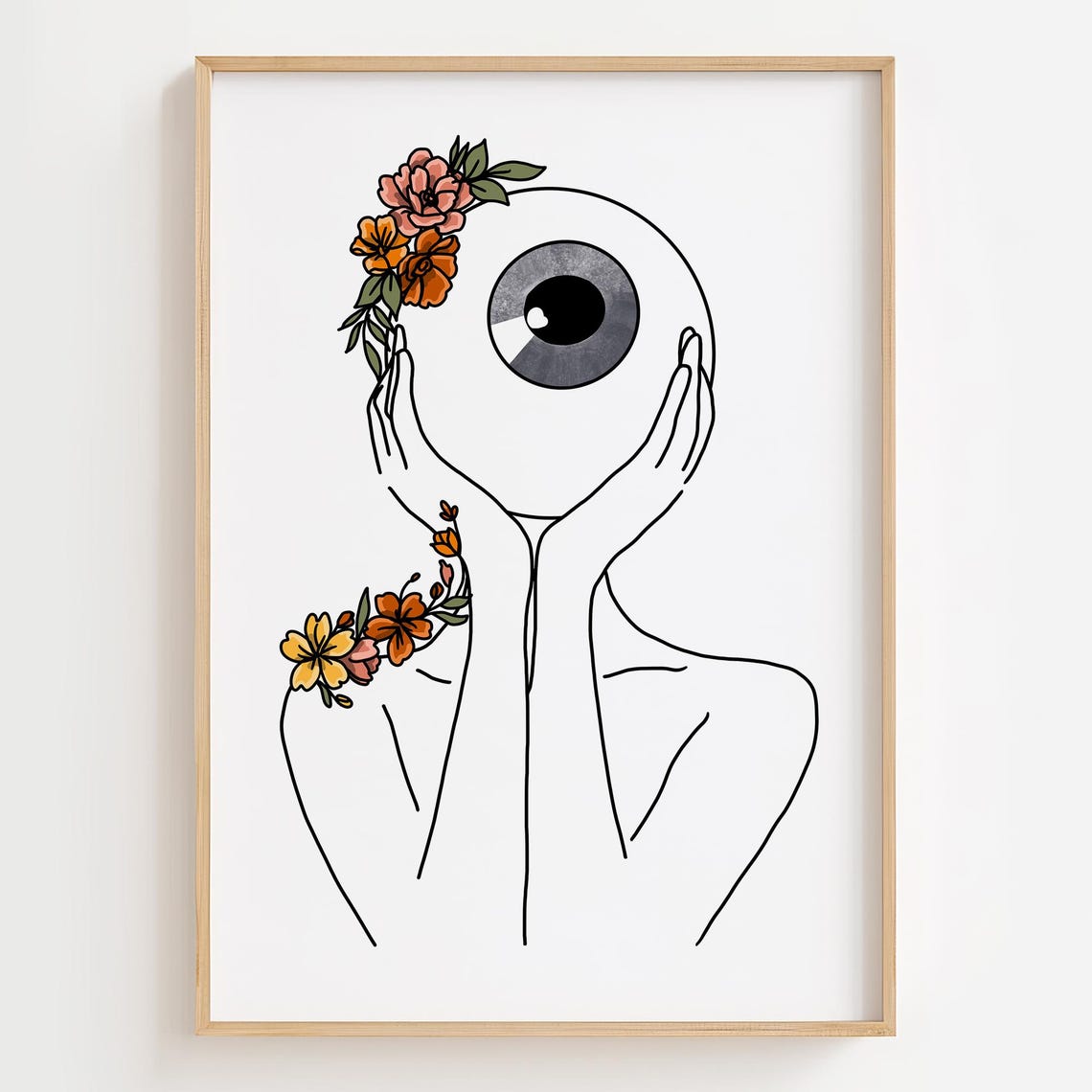 Floral Eye Woman Surreal Line Art Botanical Statement Poster