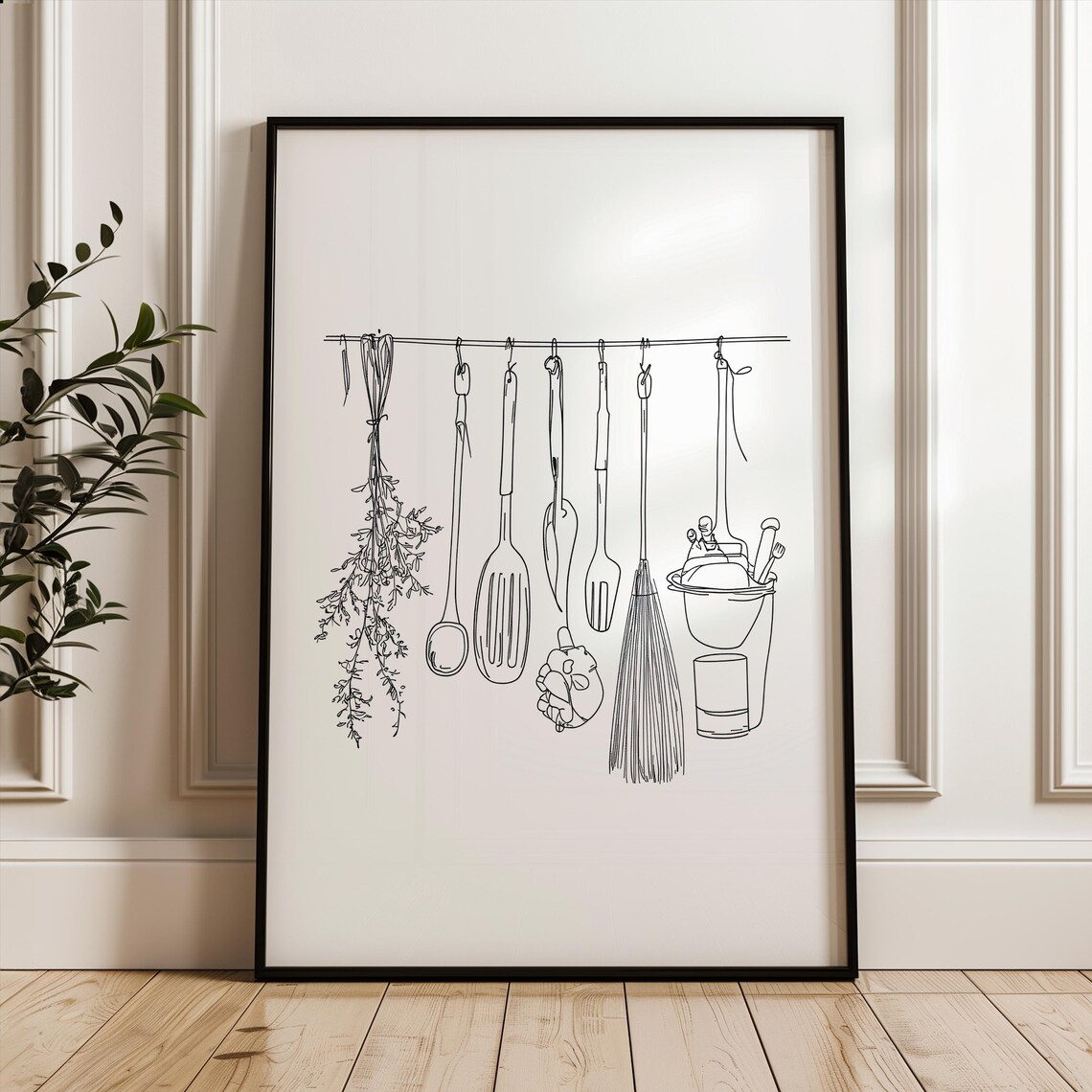 Kitchen Line Art Poster, Minimalist Wall Art Print