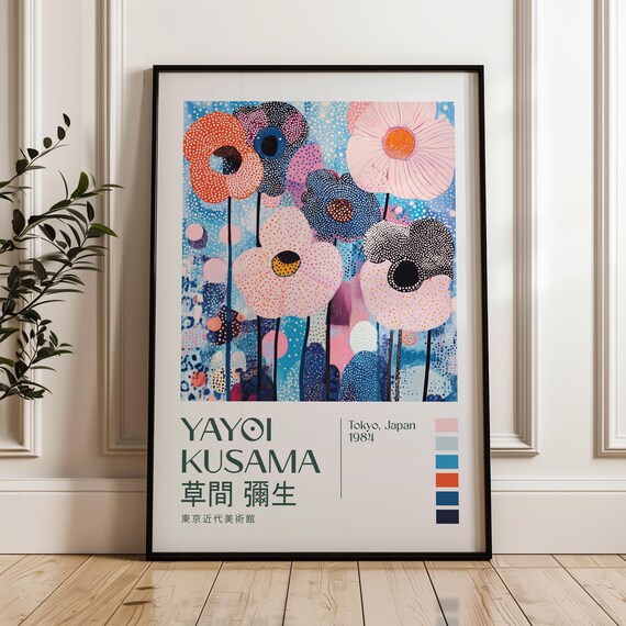 Yayoi Kusama Print Exhibition Poster Livingroom Japandi Maximalist Modern Art Wall