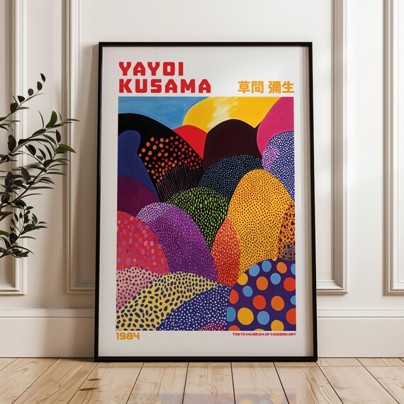Yayoi Kusama Print Modern Art Exhibition Poster Japandi Maximalist Livingroom Wall