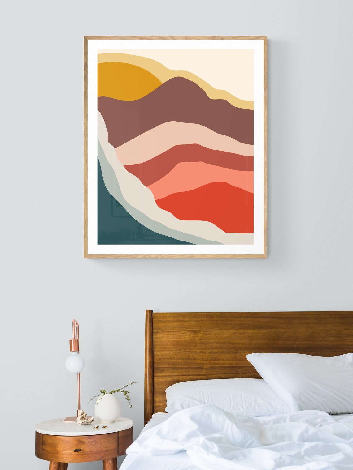 Abstract Mountain Minimal Art Print, Boho Coastal