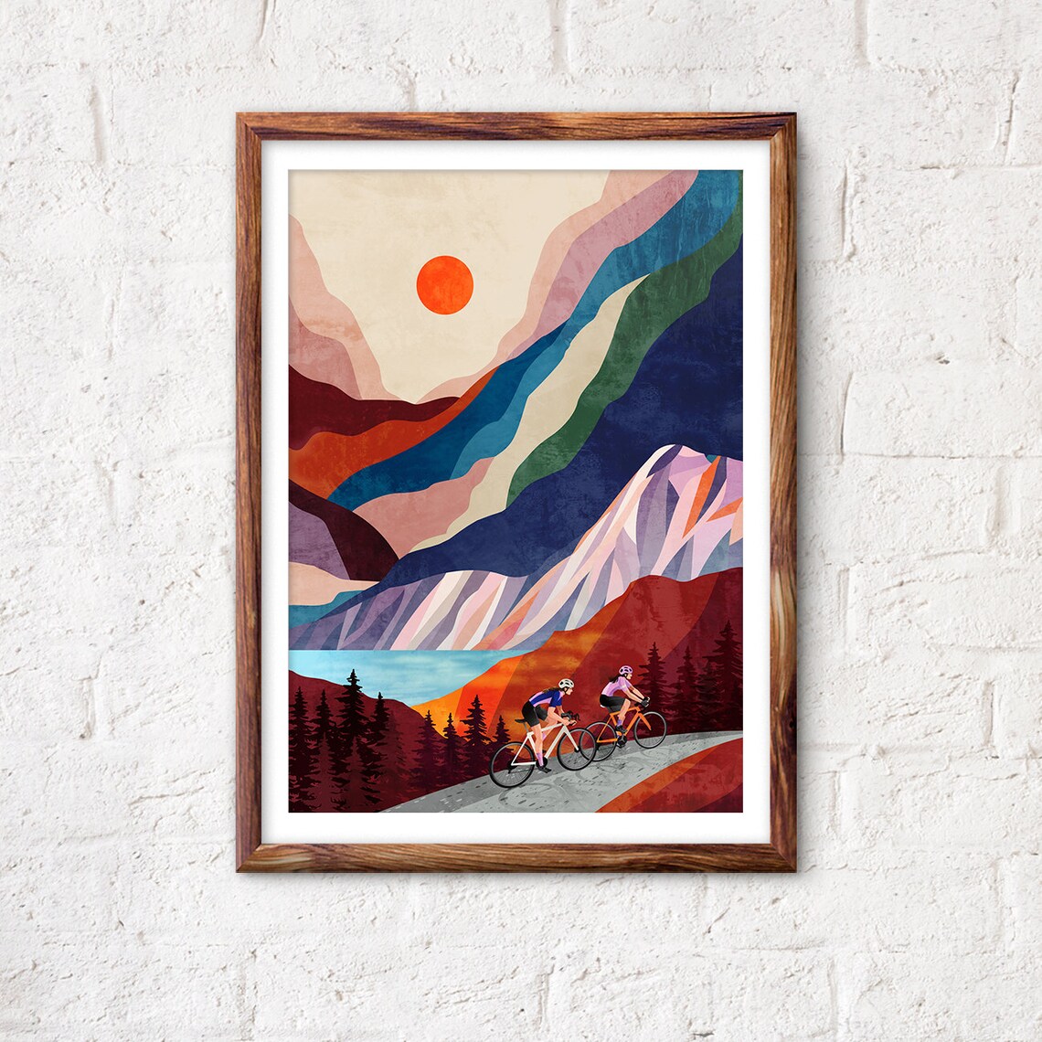 Cycling Friends Art Print, Gift for Female Cyclists - Image 2