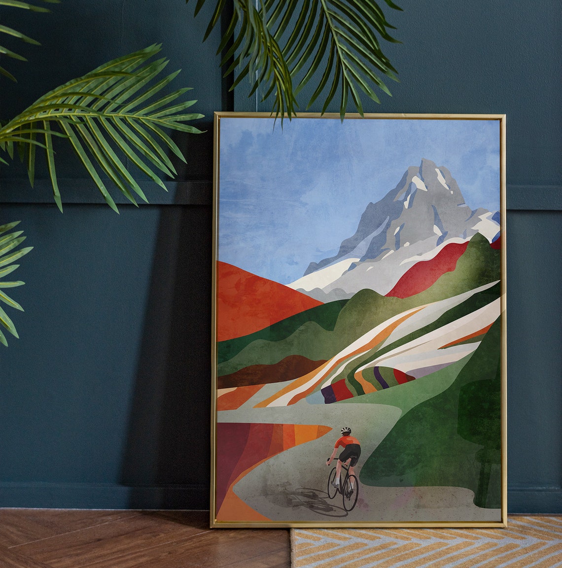 Cycling Art Print Cycling Below High Peaks - Image 4