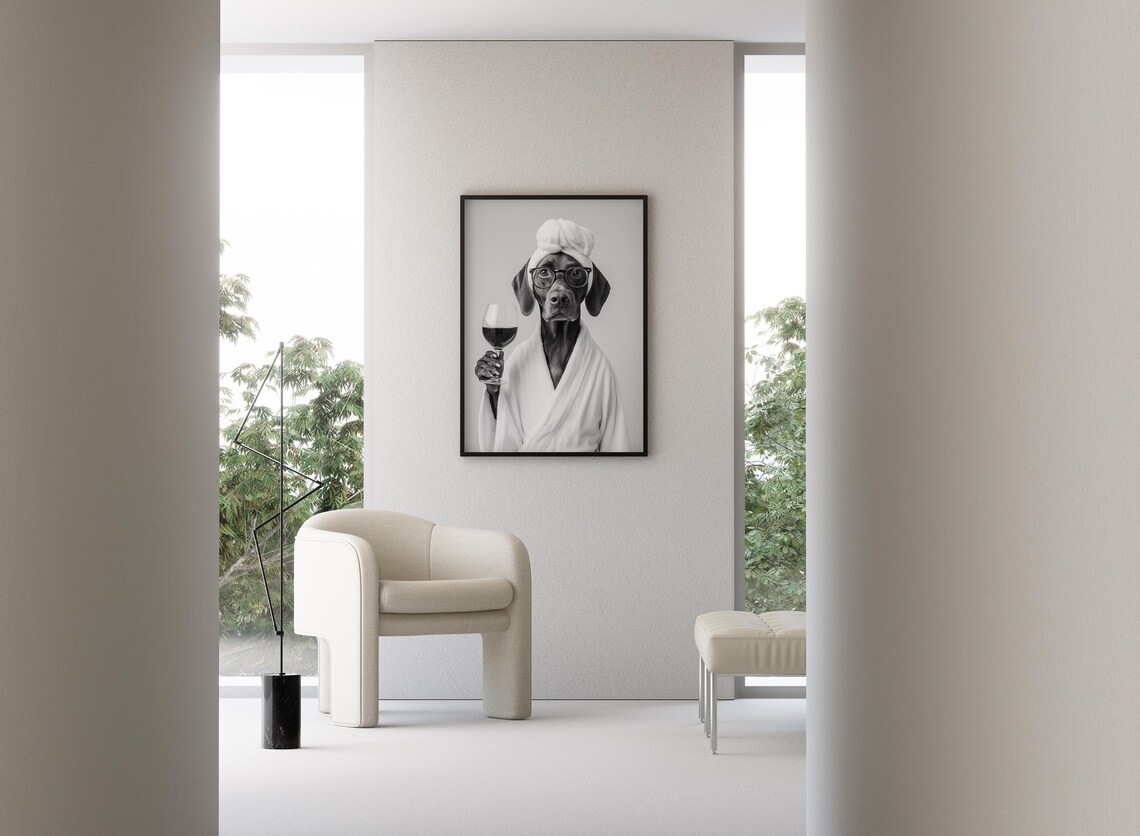 German Shorthaired Pointer Funny Dog Bathroom Art Print - Image 3