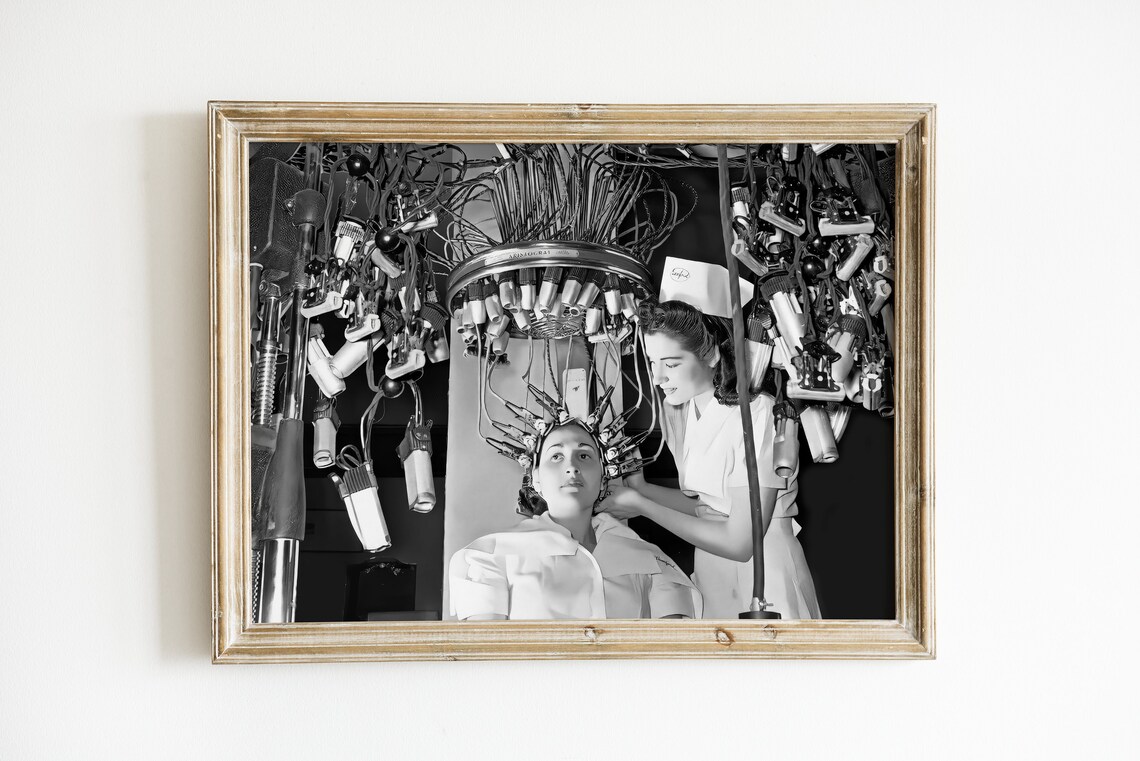 Vintage Beauty School Black and White Art Print - Image 3