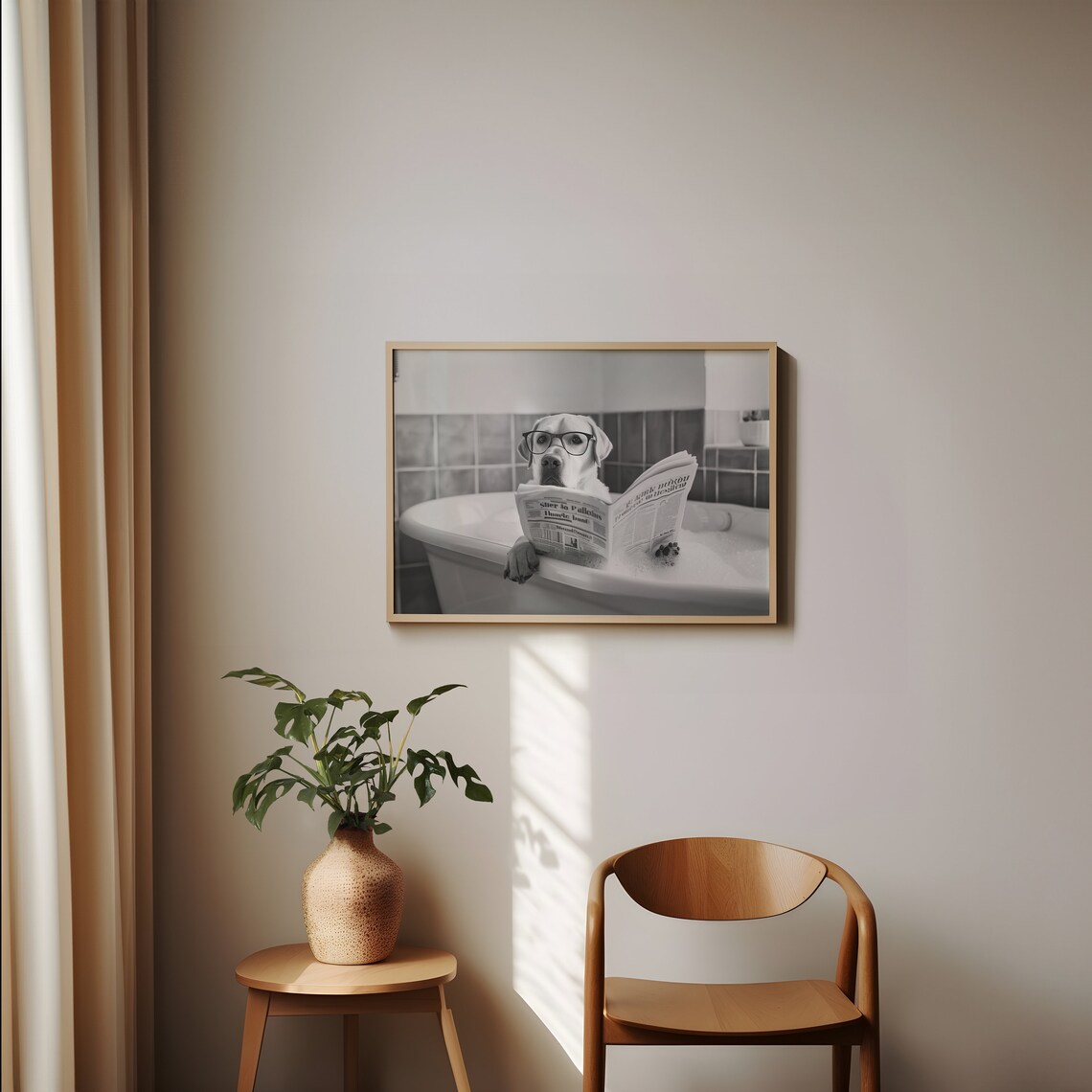 Labrador Reading Newspaper In Bubble Bath, Funny Dog Art Print - Image 2