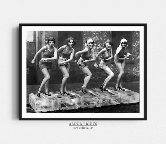 Vintage Women Dancing On Ice Charleston Art Print