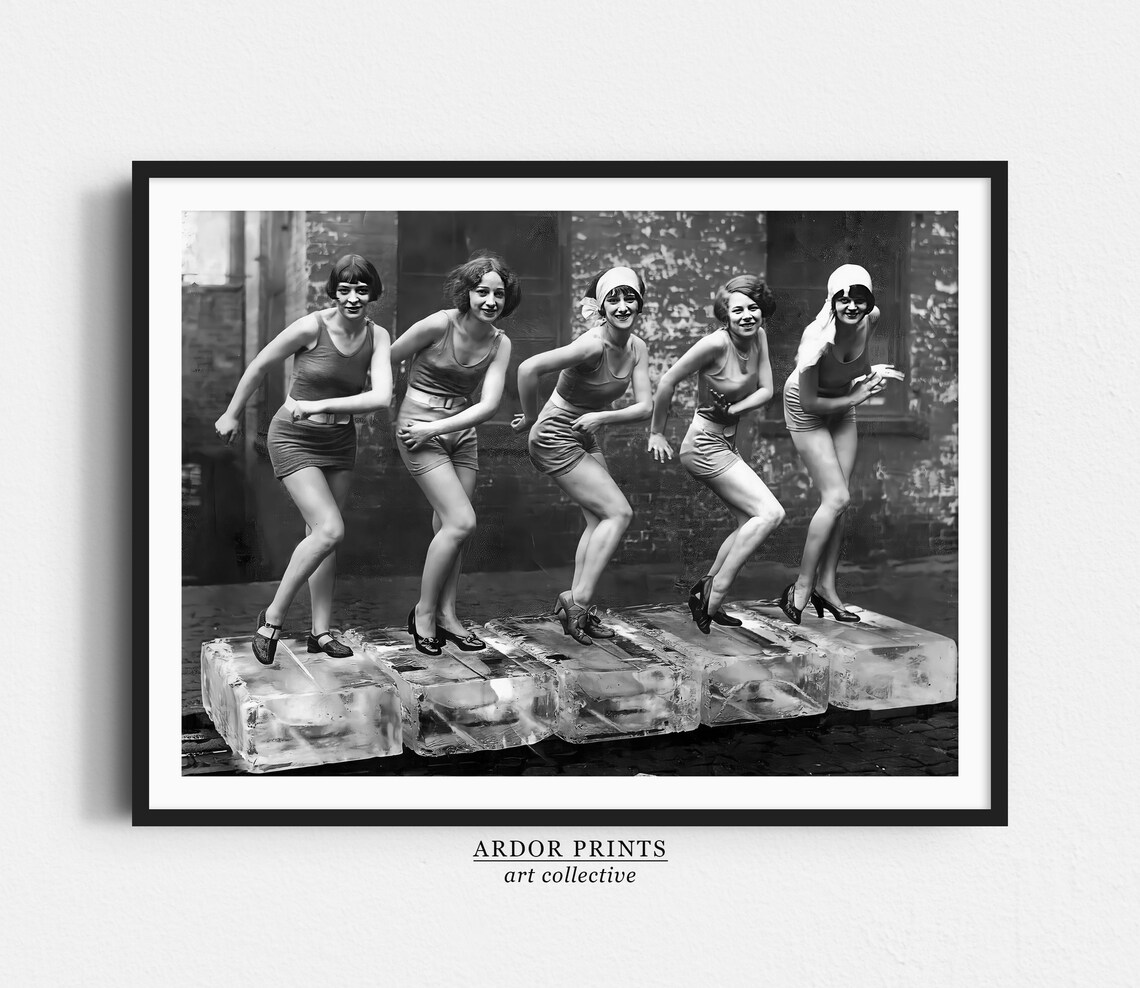 Vintage Women Dancing On Ice Charleston Art Print
