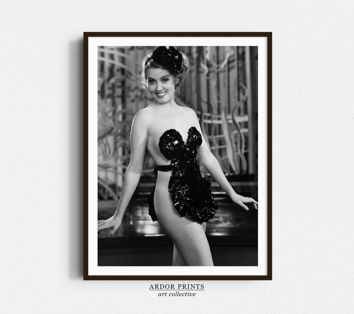 Vintage Dancer in Black Sequin Showgirl Costume Old Hollywood Poster