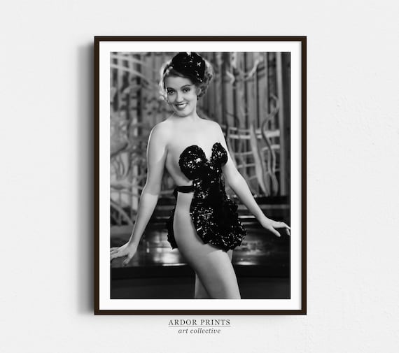 Vintage Dancer in Black Sequin Showgirl Costume Old Hollywood Poster