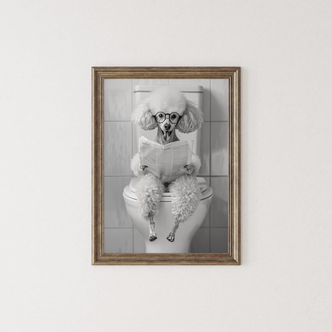Poodle Sitting On Toilet, Funny Dog Bathroom Poster - Image 2