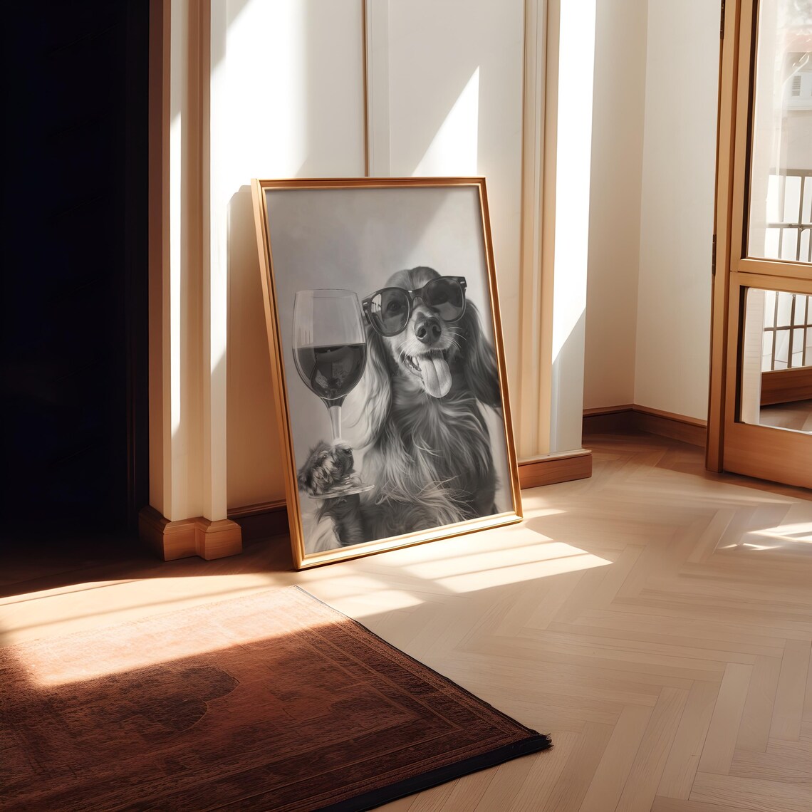 Long Haired Dachshund With Red Wine, Funny Bar Print - Image 2