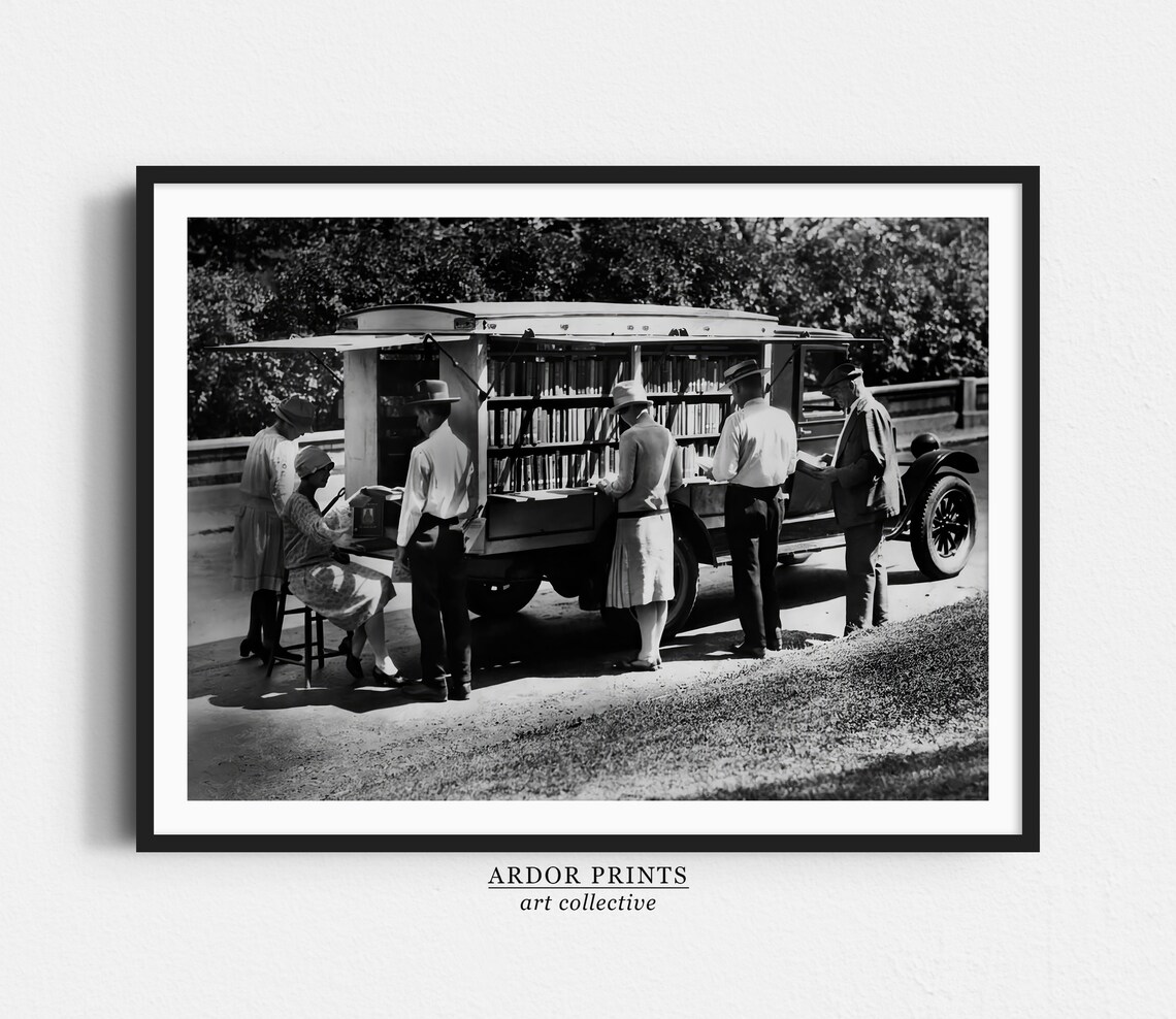 Portable Library Bookmobile, Vintage Travel Poster