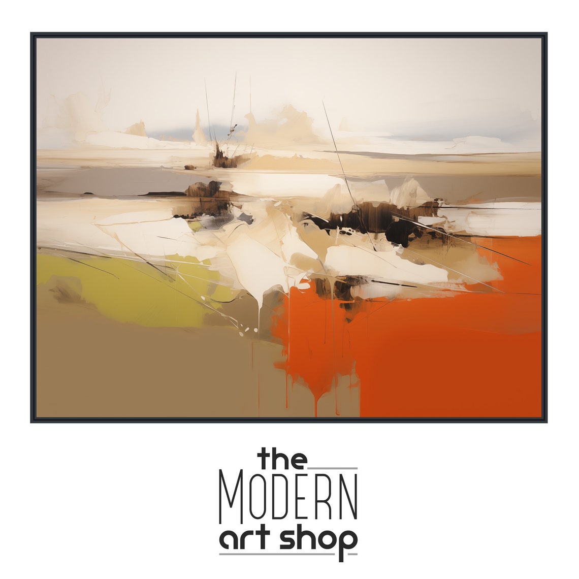 Abstract Desert Landscape Beige Orange Minimal Modern Art Poster - Image 4