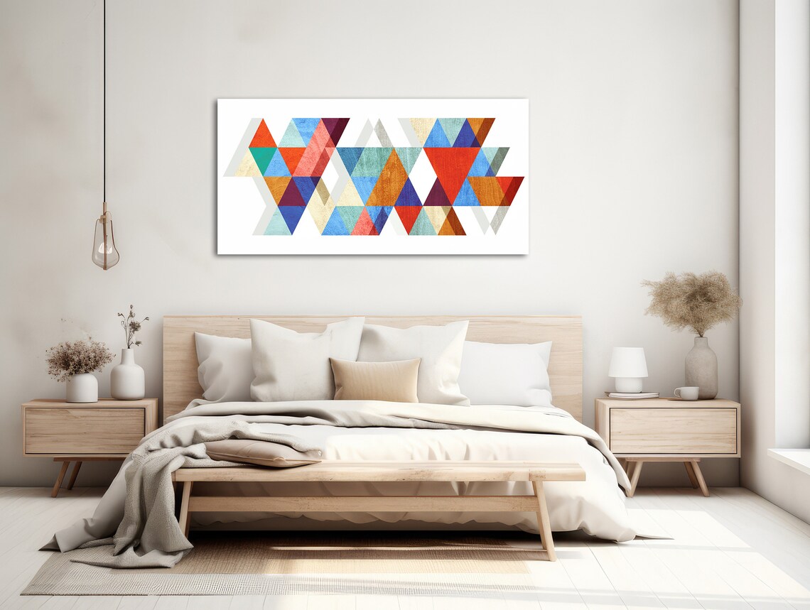 Mid-Century Abstract Geometry Panoramic Wall Art Print - Image 2