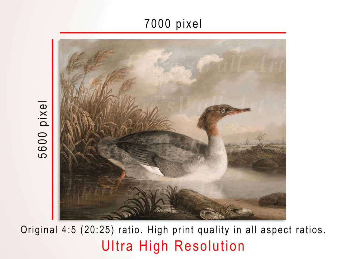 Vintage Farmhouse Oil Painting Duck Art Print Duck Oil Painting Farm Animal Art Print Farmhouse Landscape Print Wildlife Oil Painting - Image 3