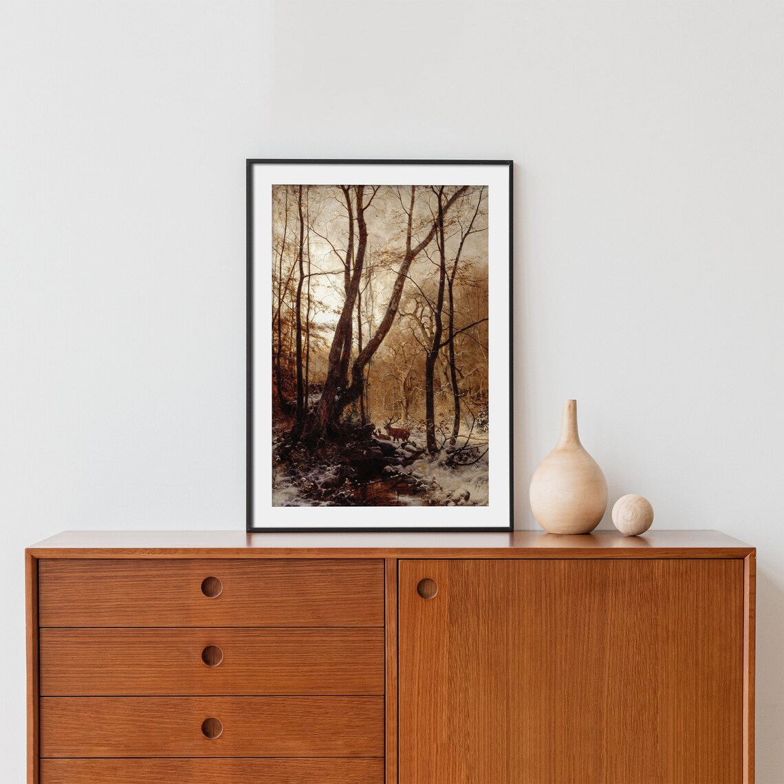 Winter Forest Painting Decor, Vintage Winter Art Print - Image 2