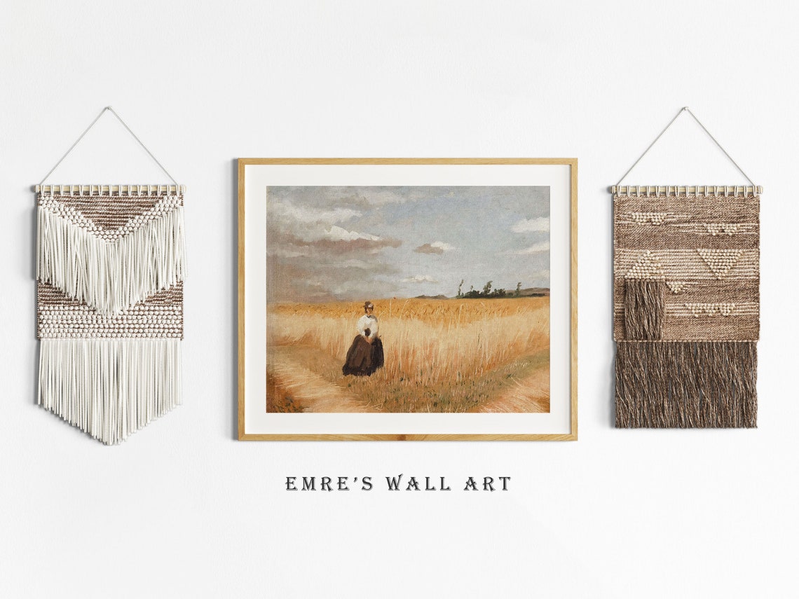 Wheat Field Painting Countryside Art Print Farmhouse Field Painting Village Oil Painting Summer Landscape Painting Farmhouse Summer Art - Image 2
