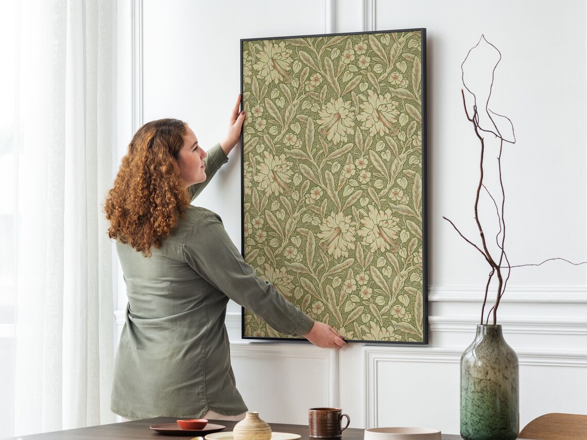 Antique Tapestry Botanical Pattern Art Print - Image 2