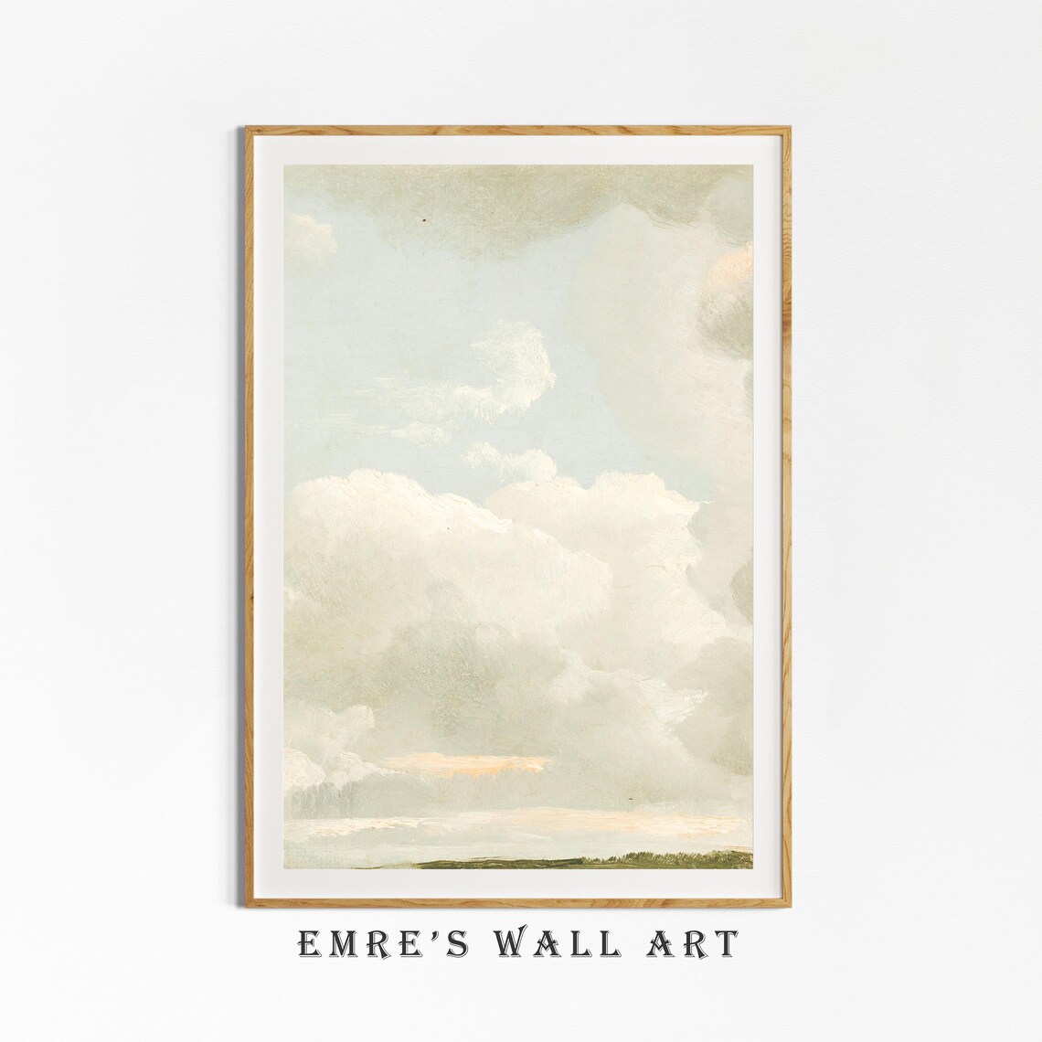 Vintage Cloudy Sky Painting, Soft Nursery Art Print - Image 3