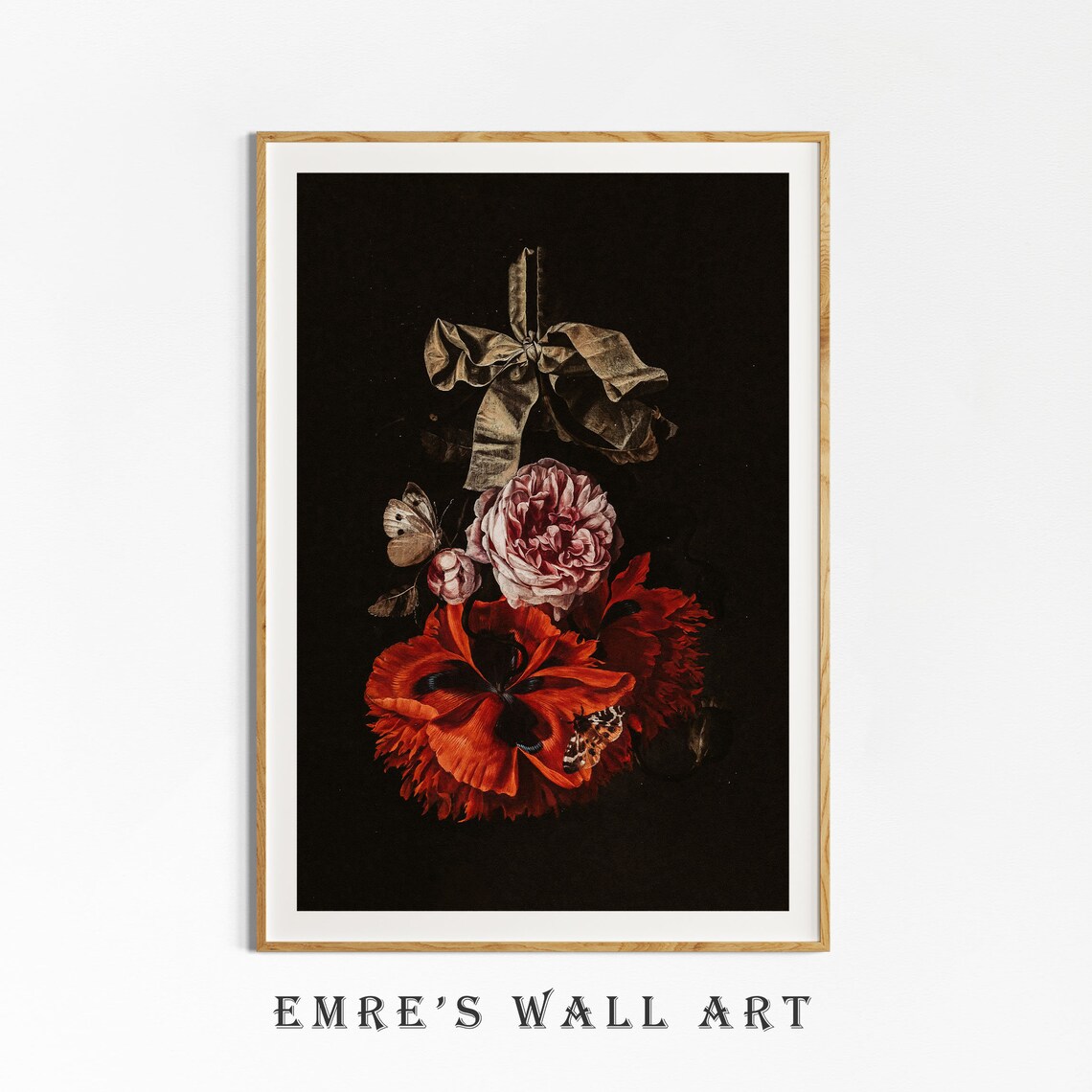 Vintage Dark Flower Painting, Moody Botanical Art Print - Image 4