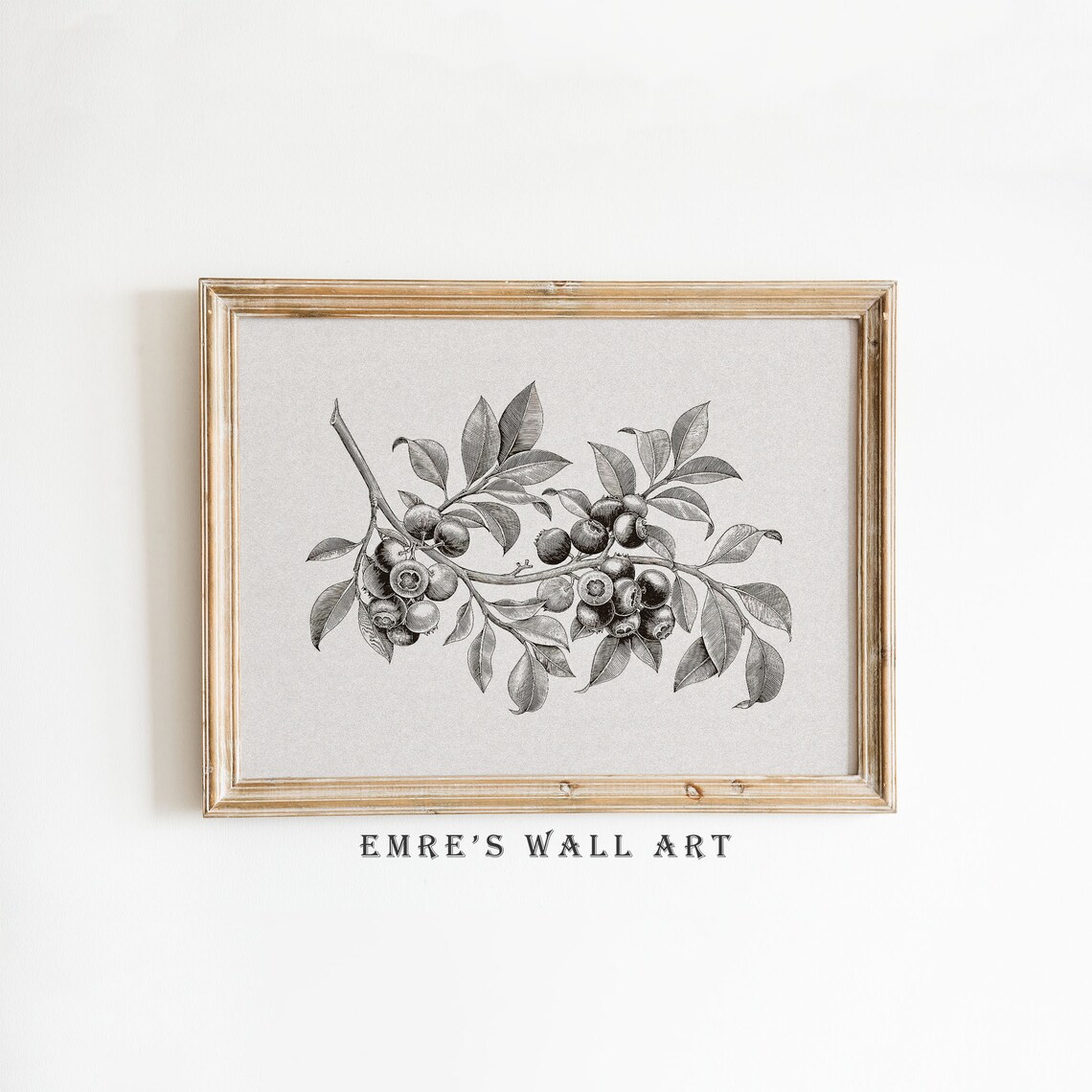 Vintage Blueberry Tree Botanical Sketch Art Print
