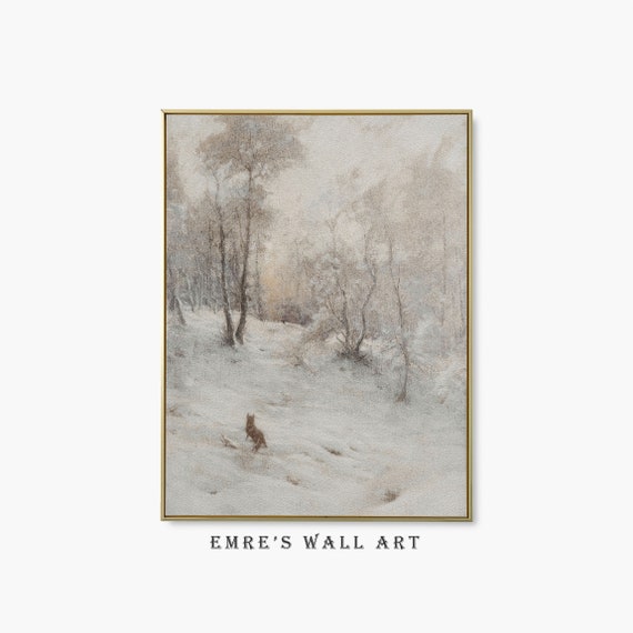 Fox Wall Decor, Winter Forest Landscape Art Print